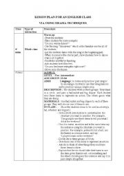 English Worksheet: drama lesson plan