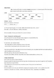 English worksheet: Animal parts