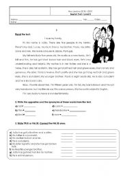 English Worksheet: Family