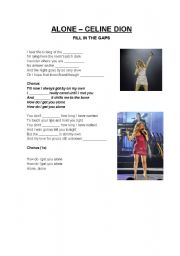 English worksheet: ALONE - CELINE DION