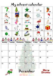 English Worksheet: My advent calendar