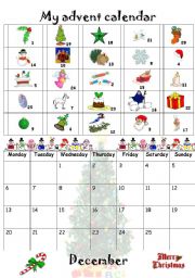 English Worksheet: My advent calendar