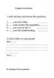 English worksheet: simple worksheet