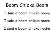 English worksheet: Boom Chicka Boom Poster