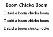 English Worksheet: Boom Chicka Boom Poster