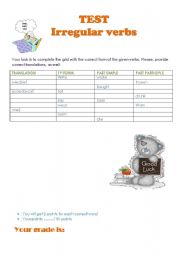 English Worksheet: Irregular verbs - test