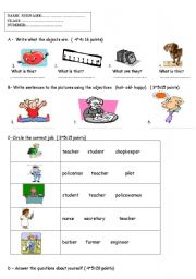 English worksheet: easy quiz 