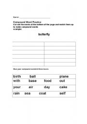 English Worksheet: Compound Words