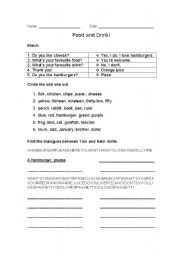 English worksheet: Food and drink