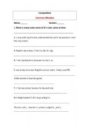 English Worksheet: discussing  common composition mistakes