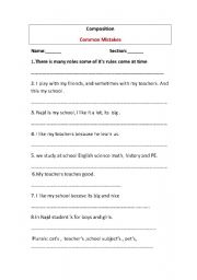 English worksheet: discussing  common composition mistakes