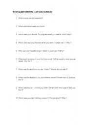 English worksheet: PAST ACTIVITIES-LETS BE CURIOUS