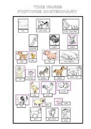English Worksheet: The Farm: Picture Dictionary