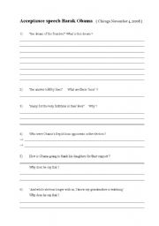 English Worksheet: Obamas inauguration speech