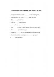 English worksheet: MODALS