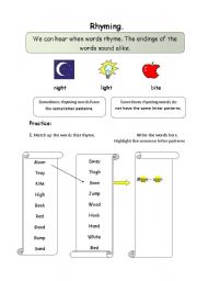 English Worksheet: rhyming