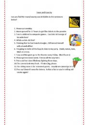 English Worksheet: In the Country/Town hidden words