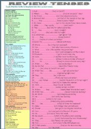 English Worksheet: Review Tenses