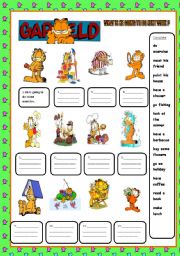 English Worksheet: What is Garfield going to do ? (key included)