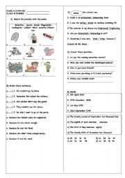 English worksheet: mixed quiz