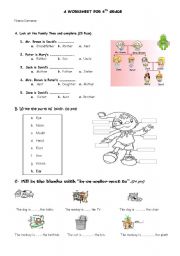 PARTS OF BODY-PREPOSITIONS-FAMILY MEMBERS WORKSHEET