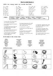 English Worksheet: FRUIT & VEGETABLES 2