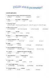 English Worksheet: Diagnostic test