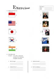 English Worksheet: Nationality
