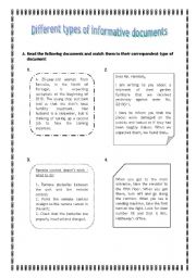 English Worksheet: Worksheet_Different types of informative documents