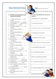 English Worksheet: Time prepositions