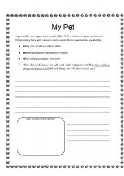 English Worksheet: My Pet (creative writing assignment)