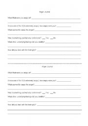 English Worksheet: Anger Journal