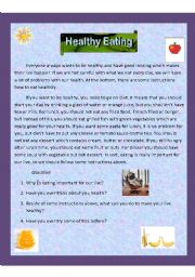 English Worksheet: Healthy Eating