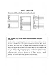 English worksheet: Simple Past Tense