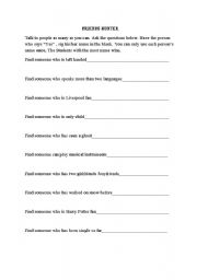 English Worksheet: friends hunter