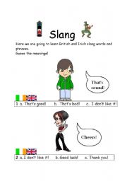 English Worksheet: International Slang: Britain and Ireland