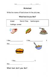 English worksheet: What food do/dont you like?