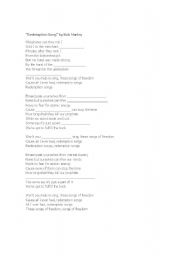 English Worksheet: Redemption Song by Bob Marley