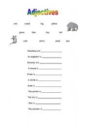 English Worksheet: Adjectives cloze