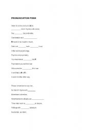 English worksheet: pronounciation poem