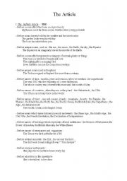 English worksheet: the article