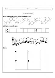 English worksheet: revising letters