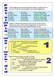 English Worksheet: Past simple auxiliary verbs did was were