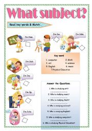 English Worksheet: What subject