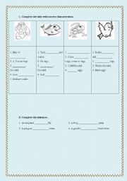 English worksheet: Animals