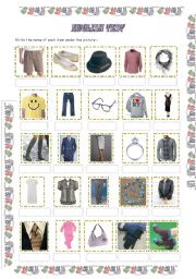 English Worksheet: CLOTHES : Vocabulary test_Name these items