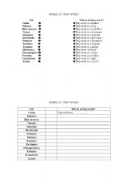 English worksheet: work and places