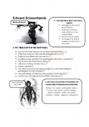 English Worksheet: edward scissorhands/ great movie