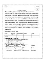 English Worksheet: reading test