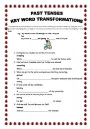 FCE key word transformations with past tenses  with answers.